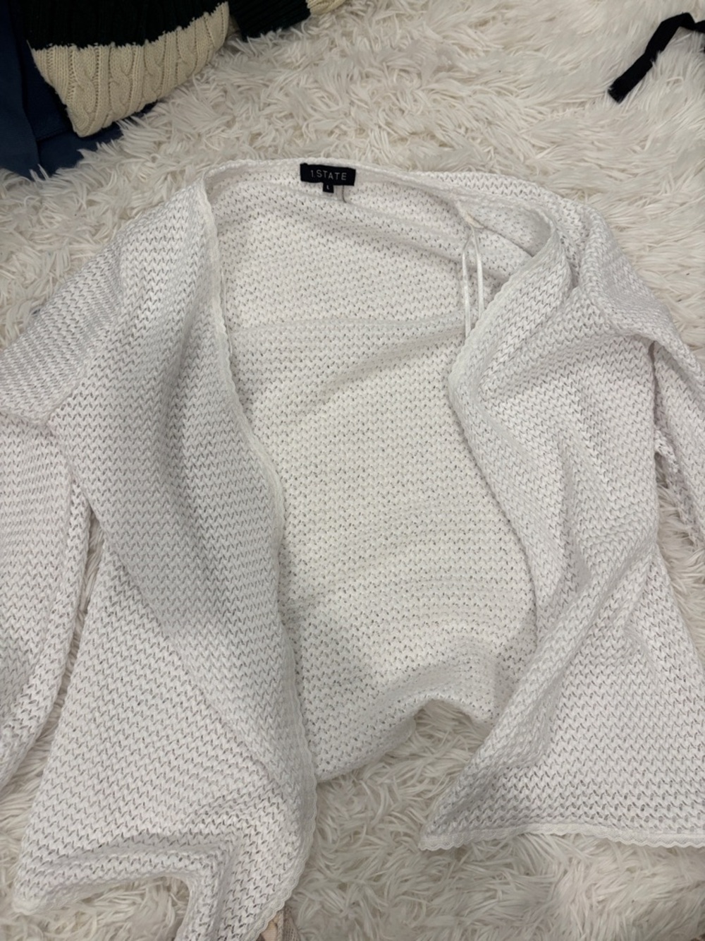 STATE Open-Weave White Women's Cardigan